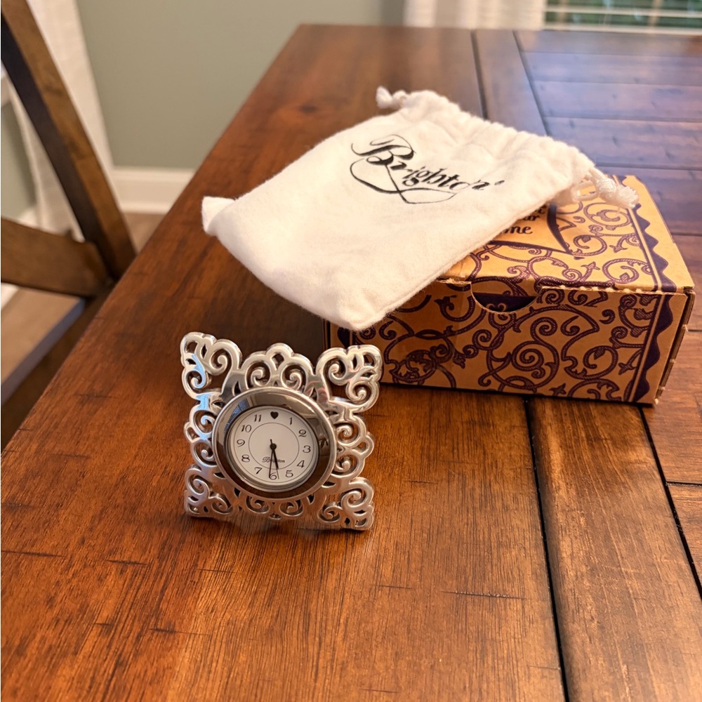 Brighton Geneva Silver Ornate Table Clock. New in Box.
